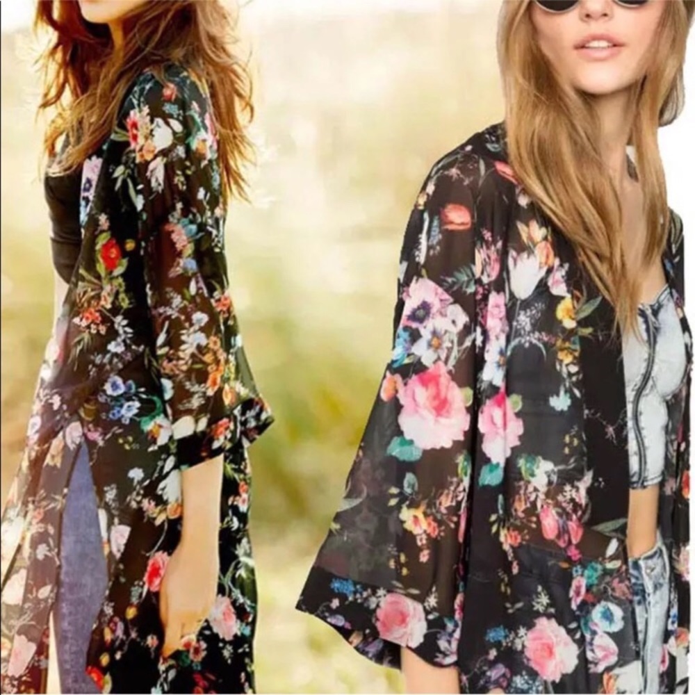 Floral Boho Festival Coachella Duster Kimono